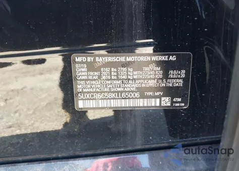 2019 BMW X5 xDrive40I z USA, uszkodzony, nr VIN 5UXCR6C58KLL65006